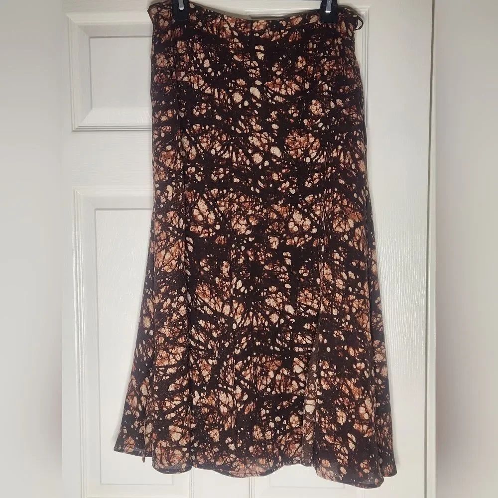 Vtge Jones New York 90's 12P 100%SILK Fairy Grunge Flowy Boho Women's Maxi Skirt